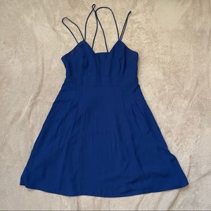 Blue open strappy back mini dress